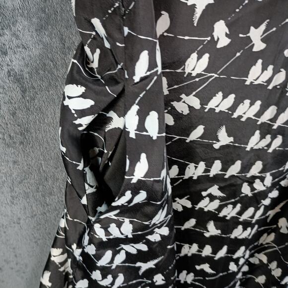 Anthropologie Tulle Dress Birds On A Wire Small Short Sleeve Black White Print - Picture 8 of 10